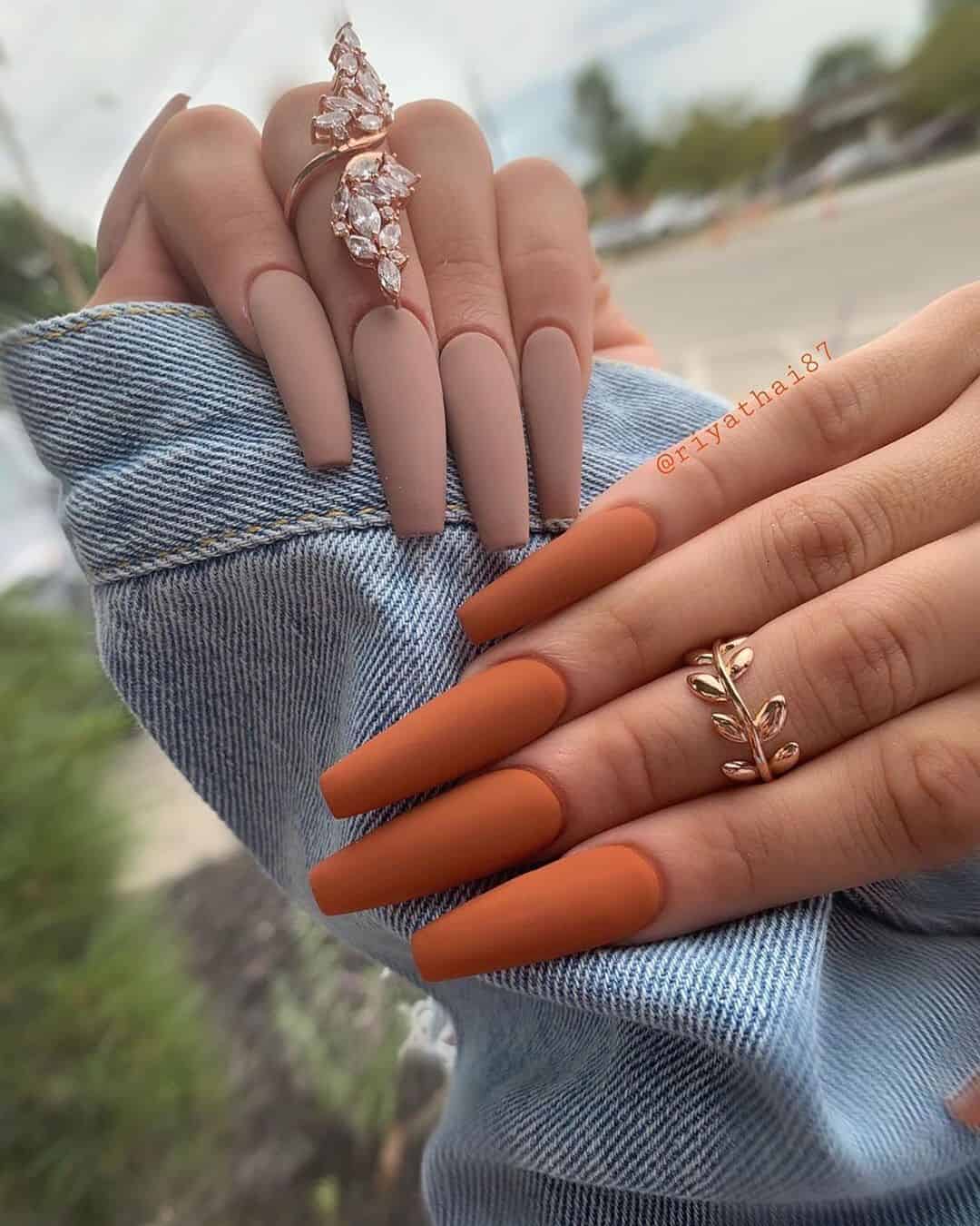 orange fall nails