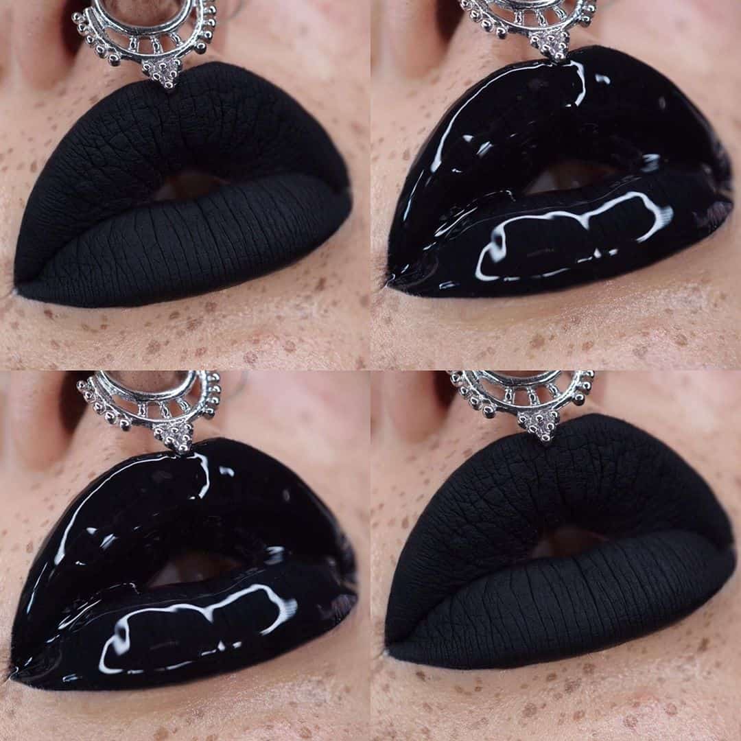 matte black glossy lips