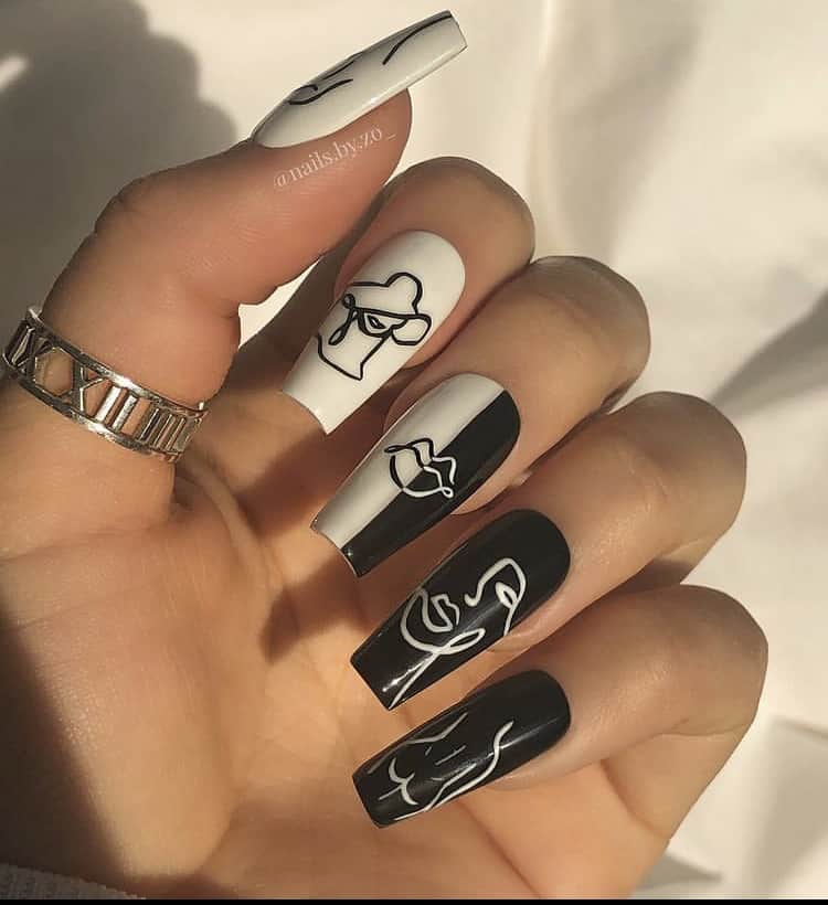 Line art abstract nails 