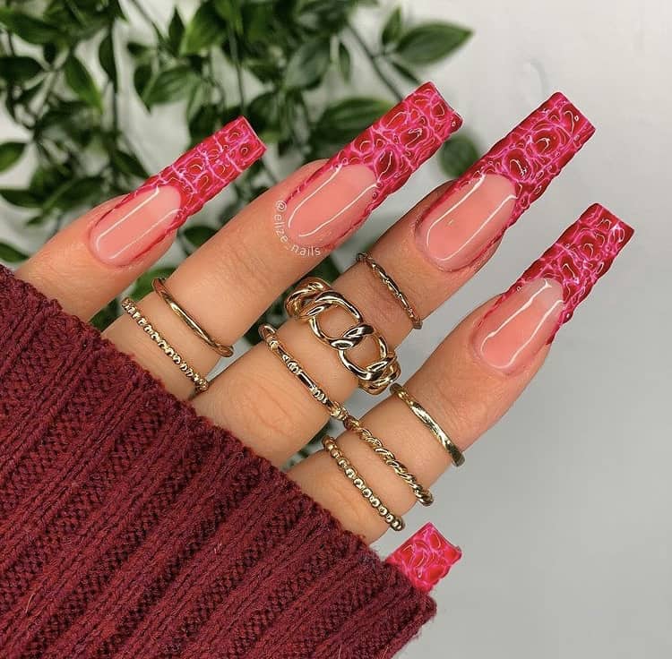 red bandana nails with rhinestones｜TikTok Search