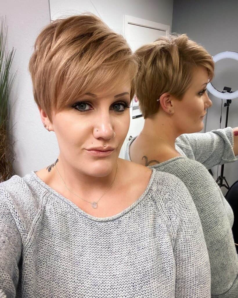 Pixie cut with long bangs