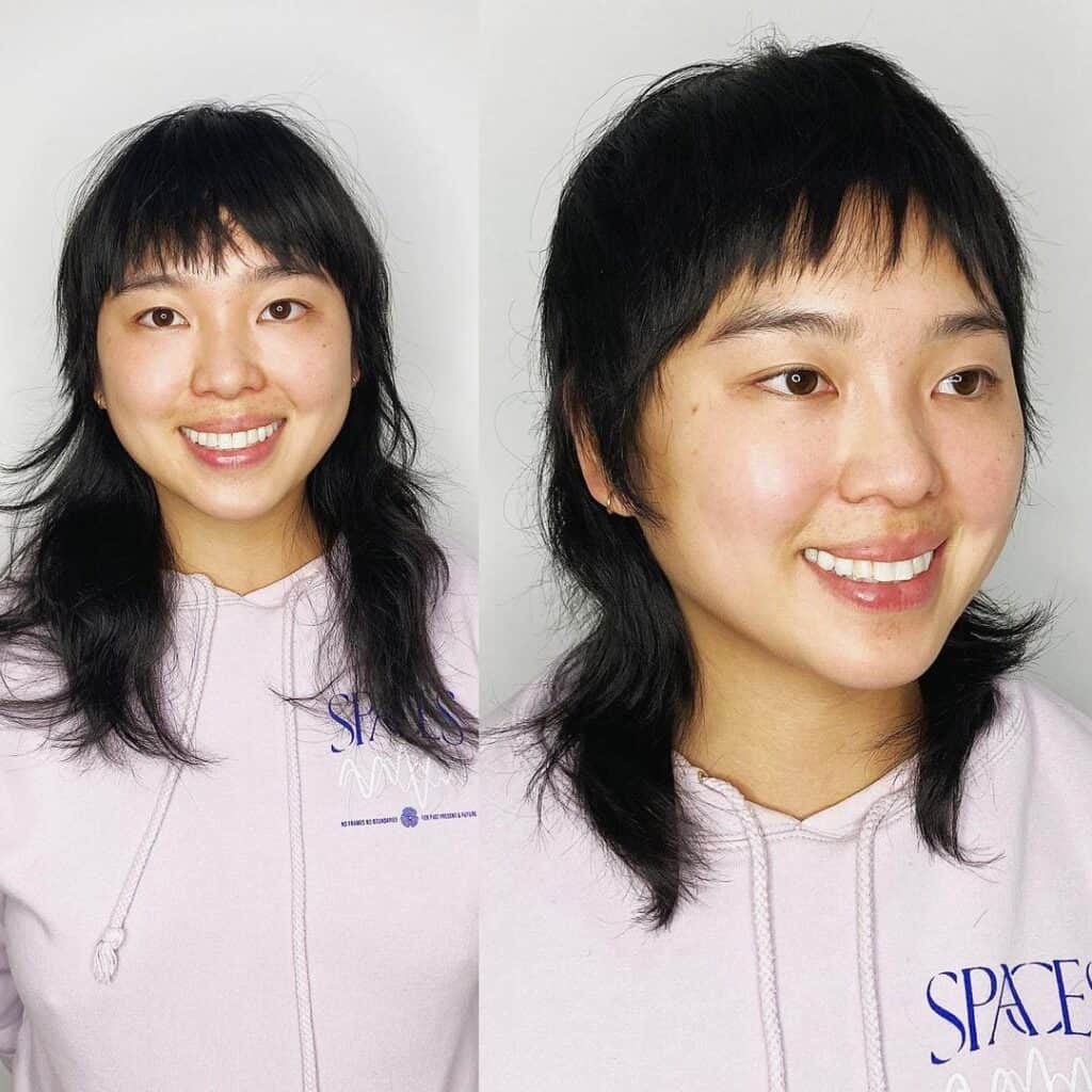 soft mullet cut for chubby  round faces