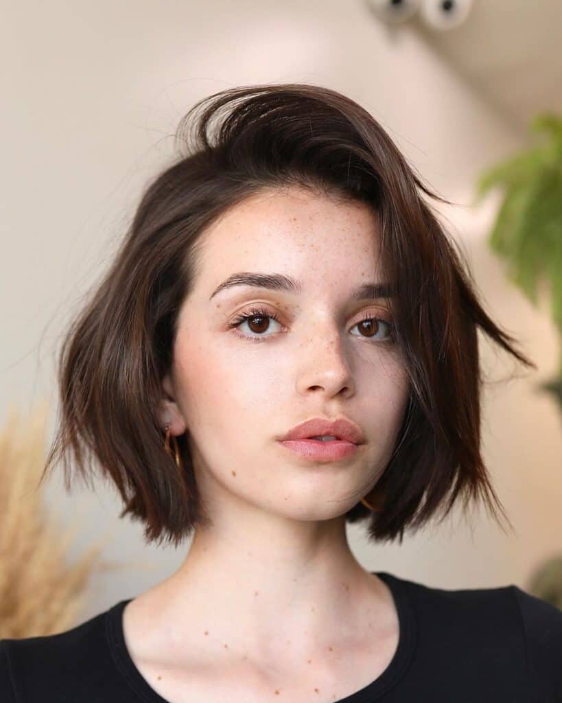 modern short bob in a side part