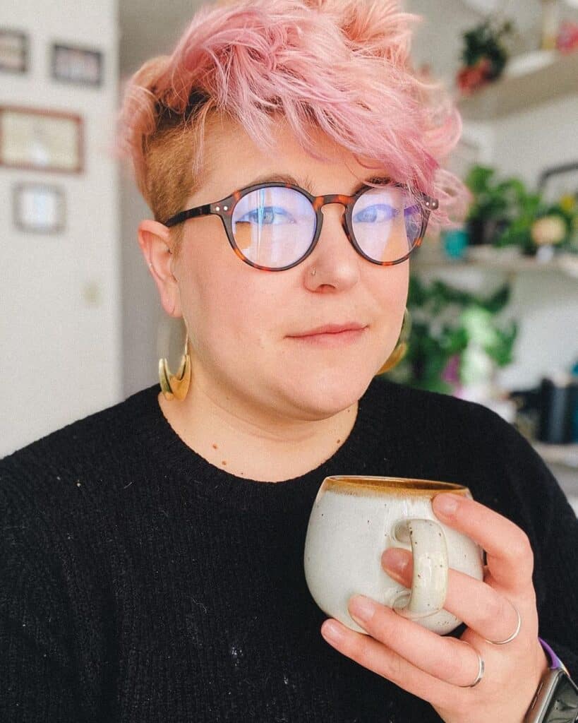 pastel pink pixie with and undercut