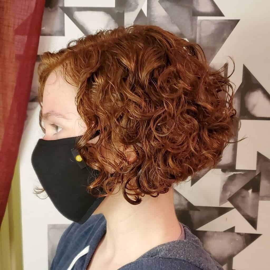 inverted bob on curly hair 
