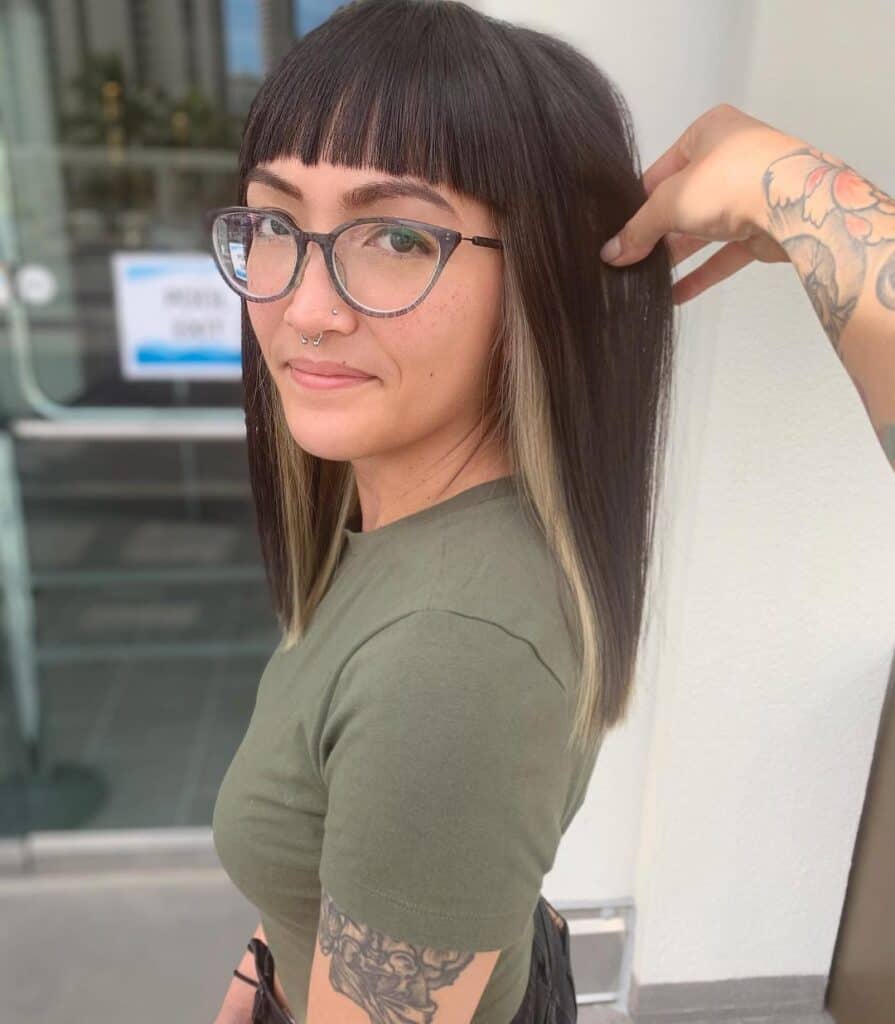 Straight lob with baby bangs