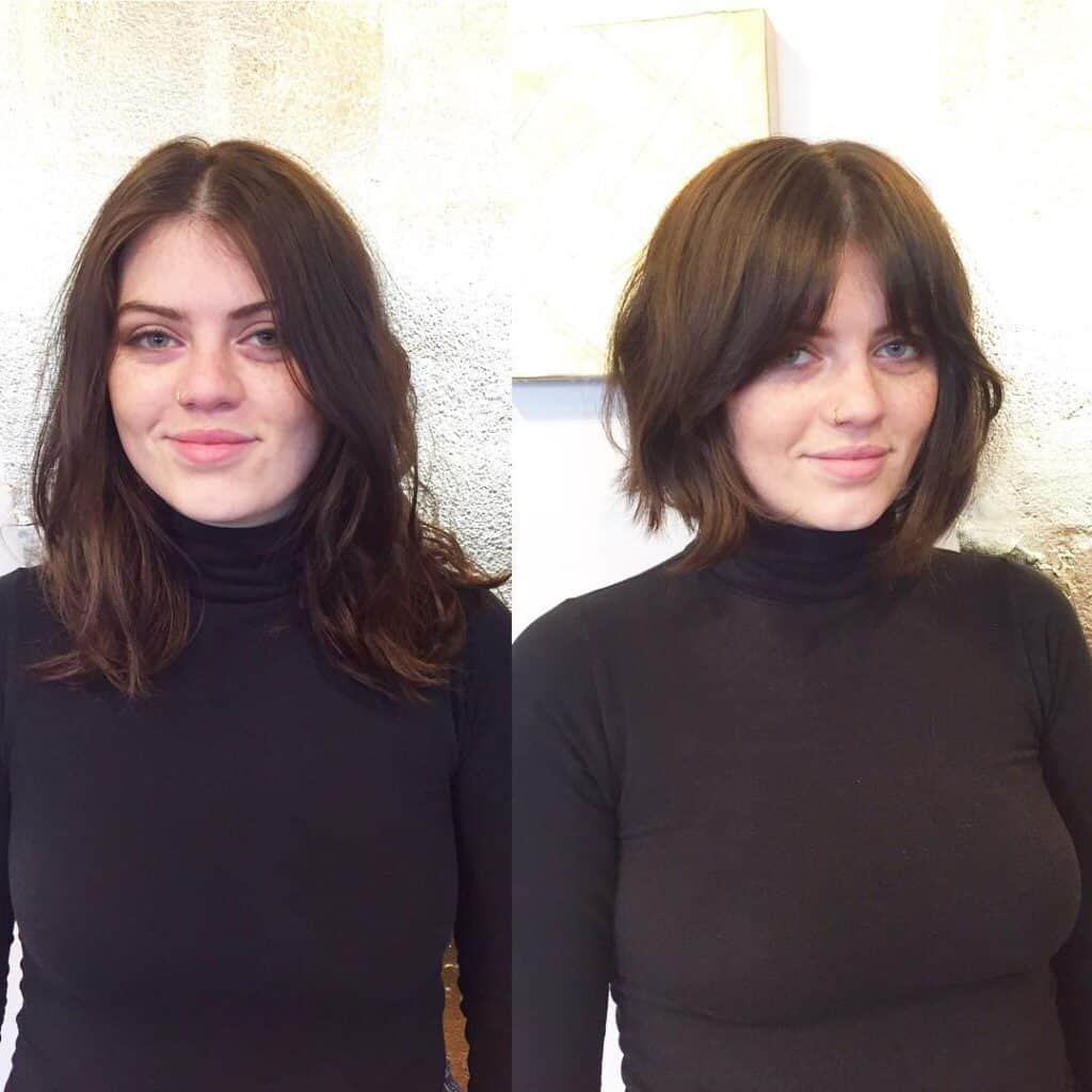 chich short haircut with parted fringe 