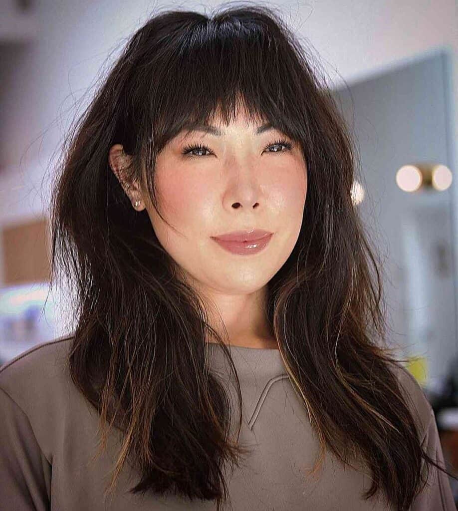 arched bangs on a choppy cut