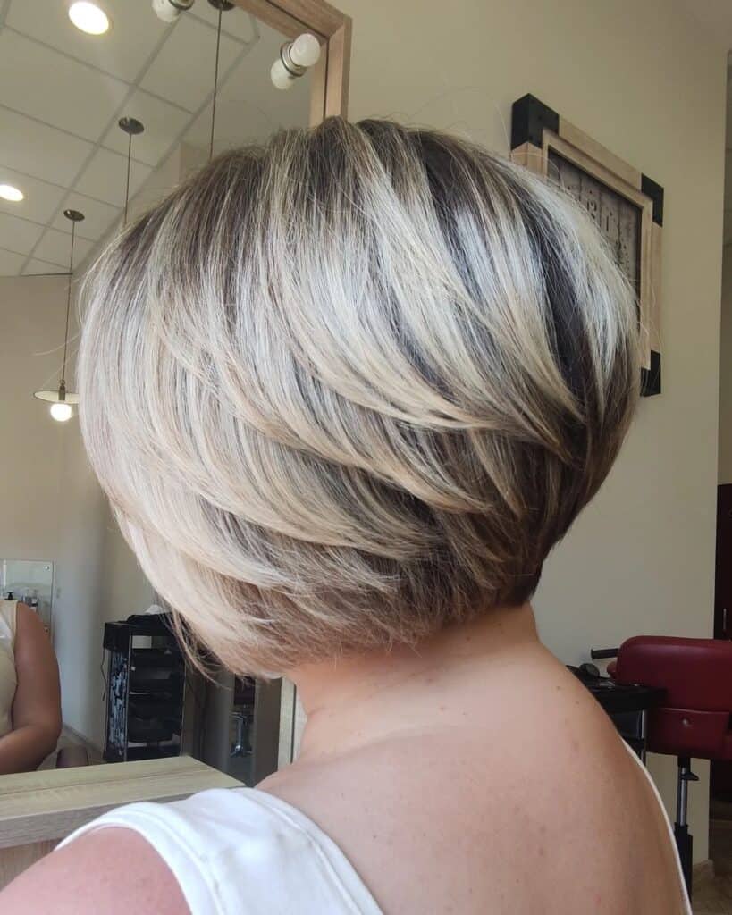 inverted angled bob with short layers 