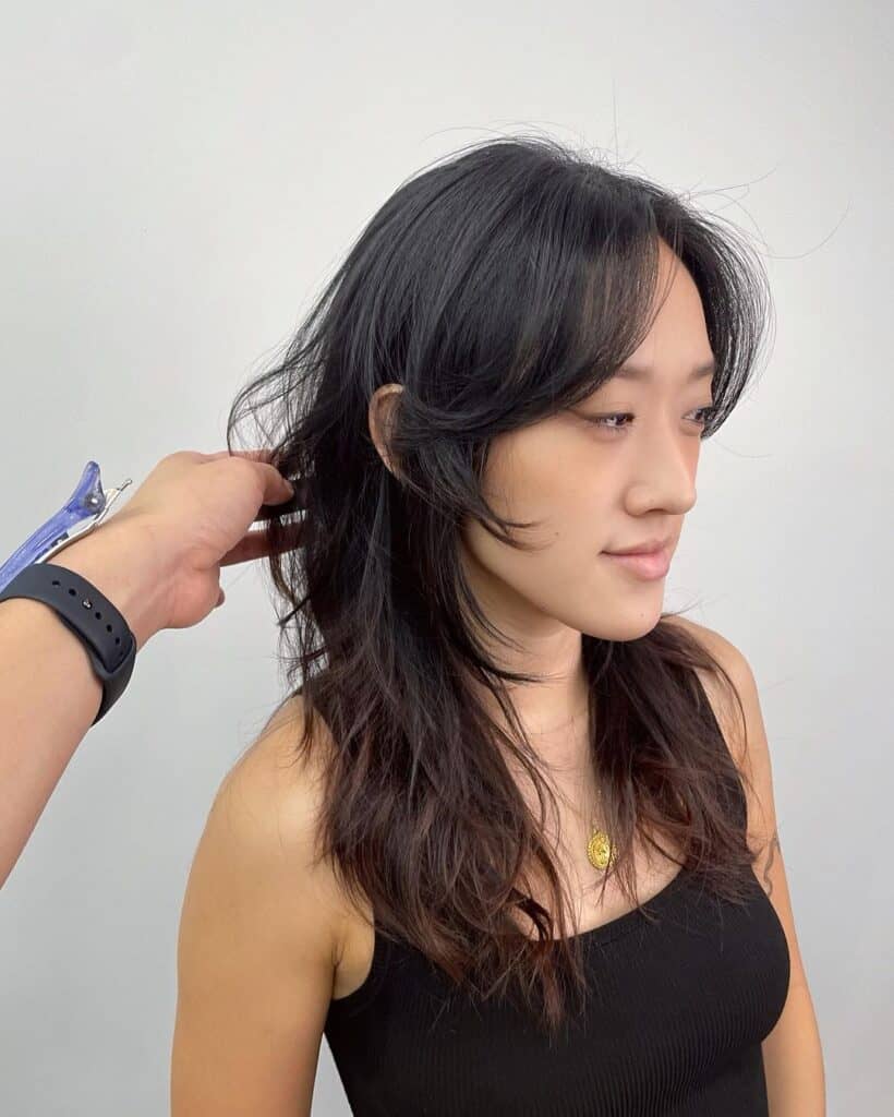 wolf cut with wispy bangs 