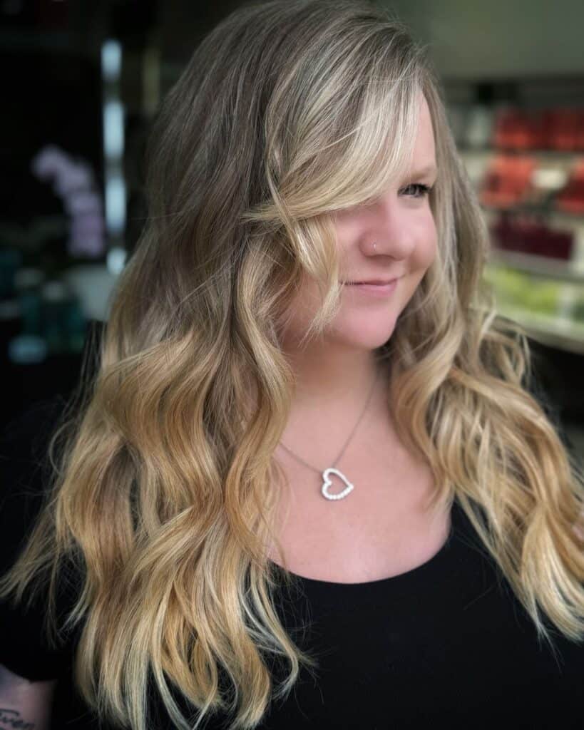 wispy side bangs on shoulder length hair 