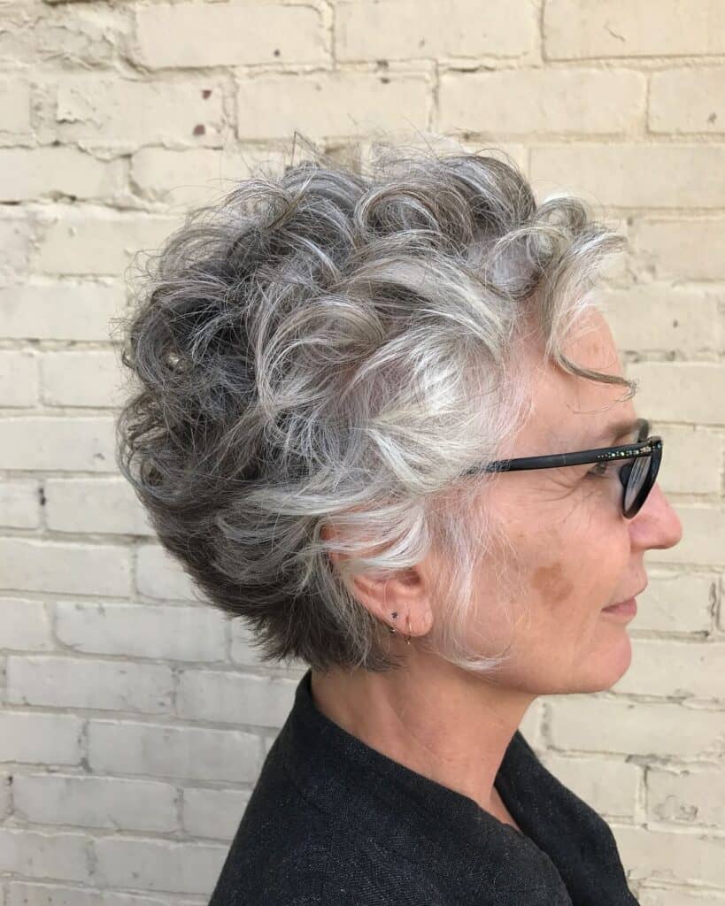 long curly pixie for women over 50 