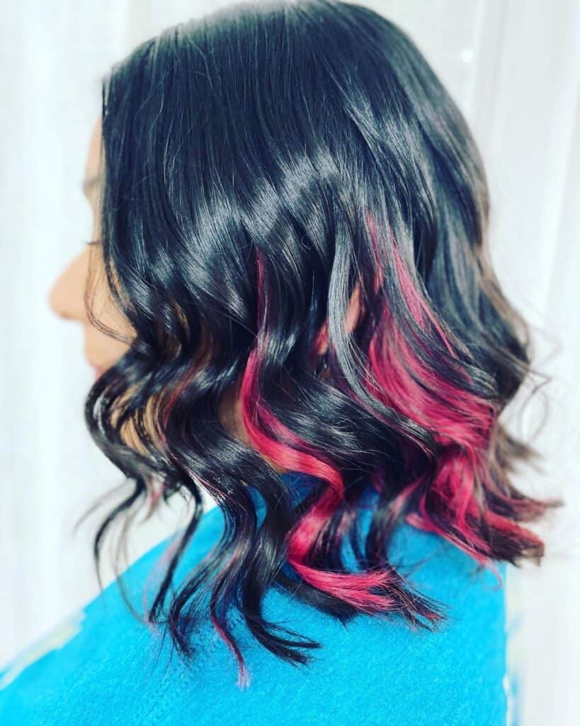 Peekaboo cherry cola hair