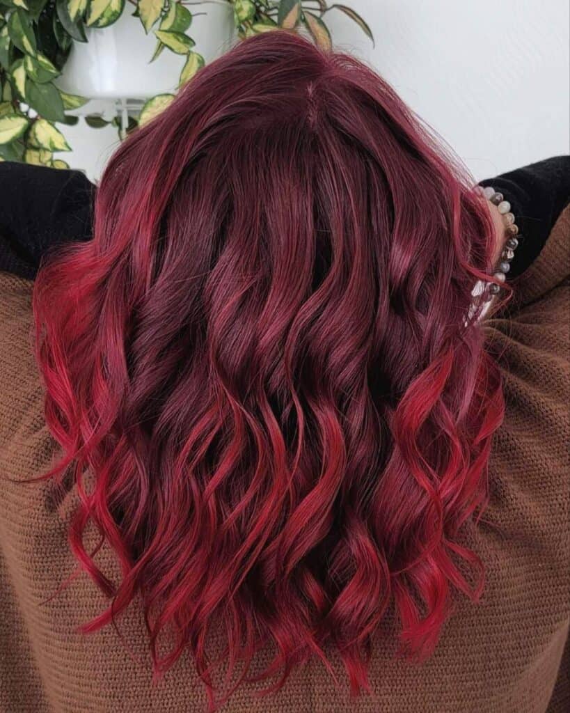 medium wavy cherry cola hair