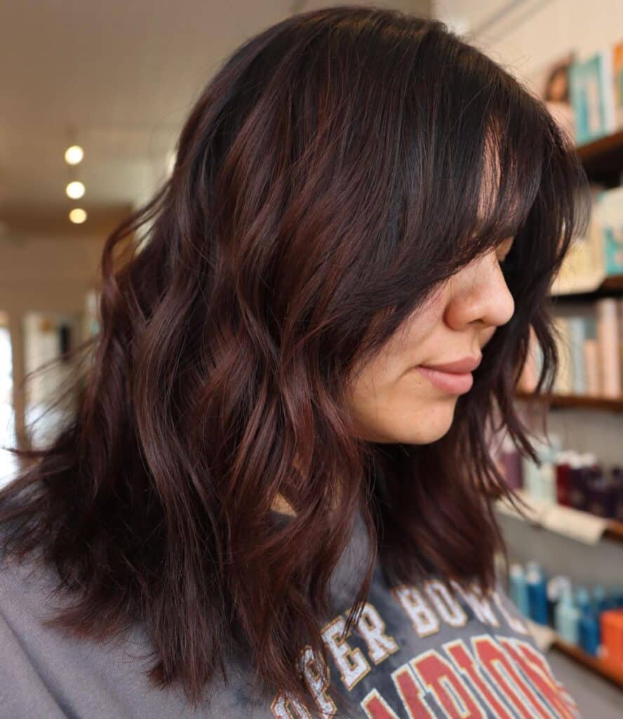 long bob cherry cola hair, lob