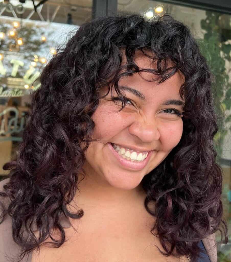 dark cherry cola hair color on curly hair