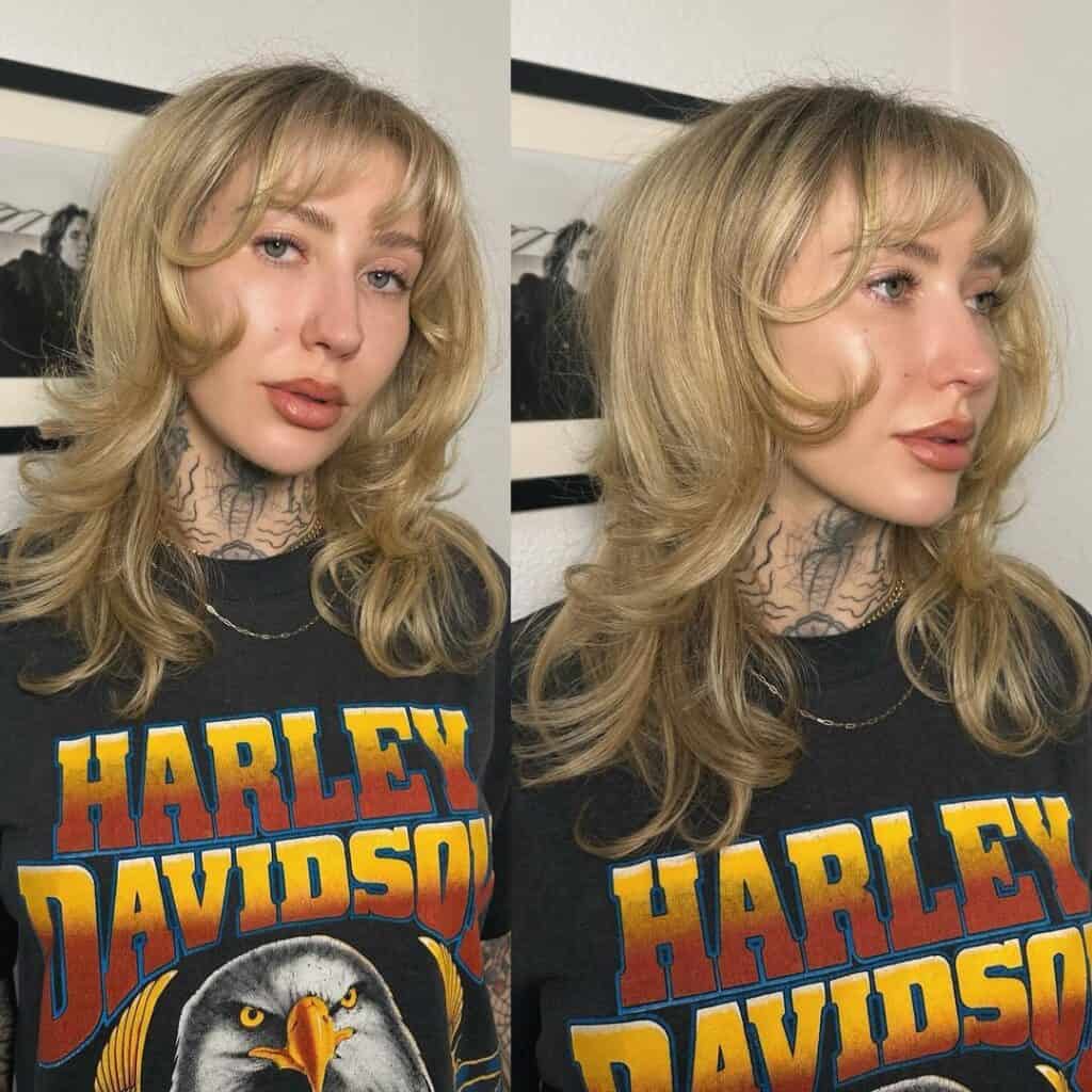 wispy face framing layers with bangs on medium hair