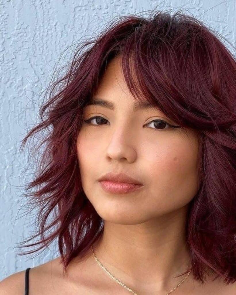 cherry cola shag bob cut