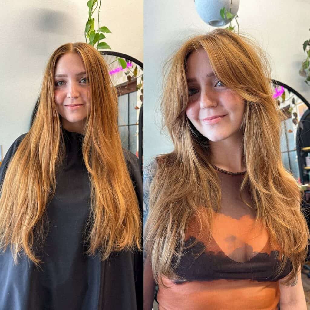 shaggy face framing layers 