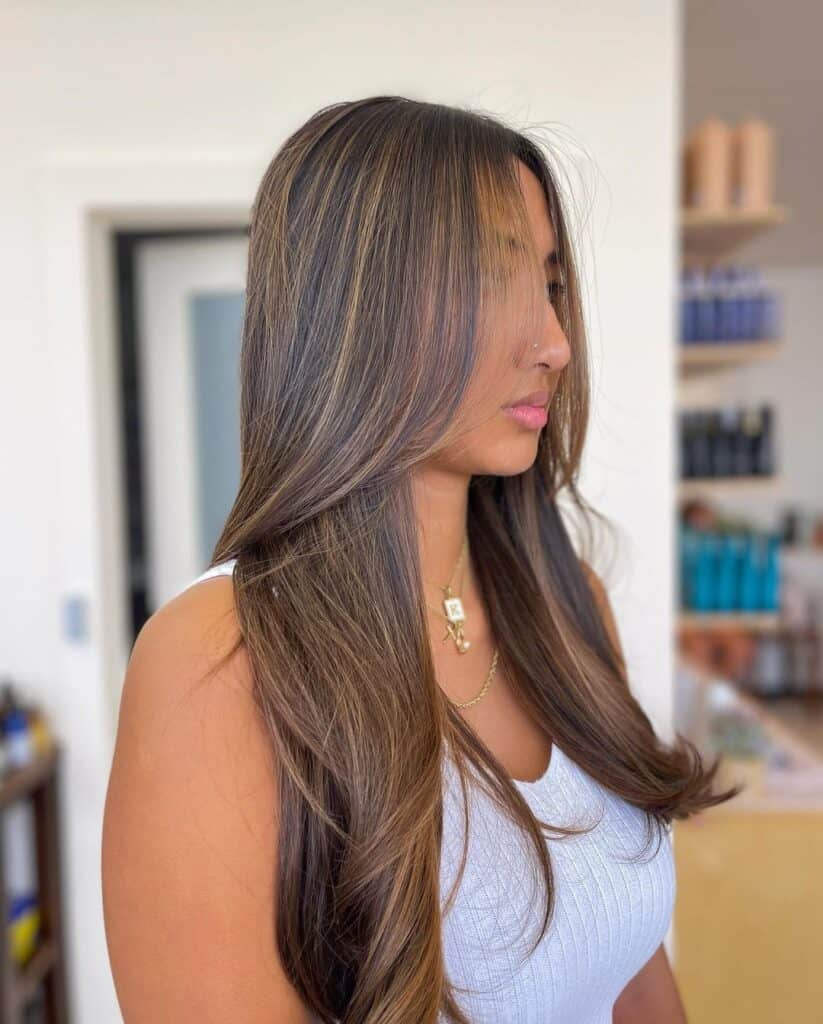 long face framing layers on long straight hair 