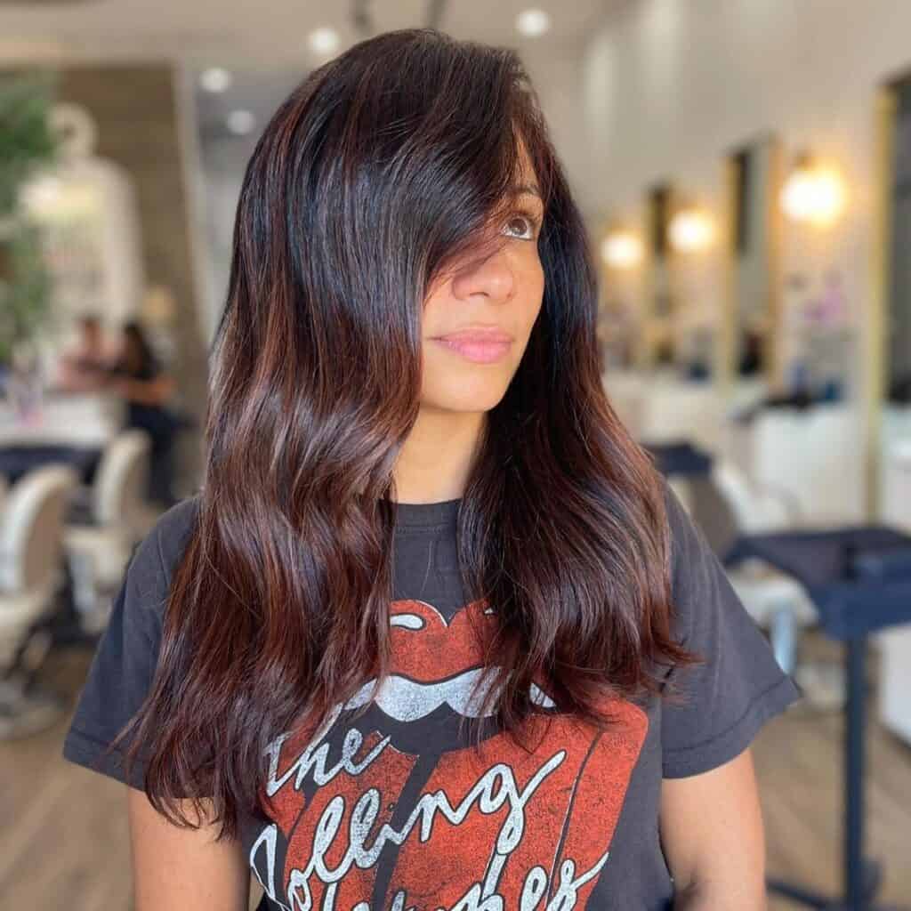 cherry cola balayage highlights 