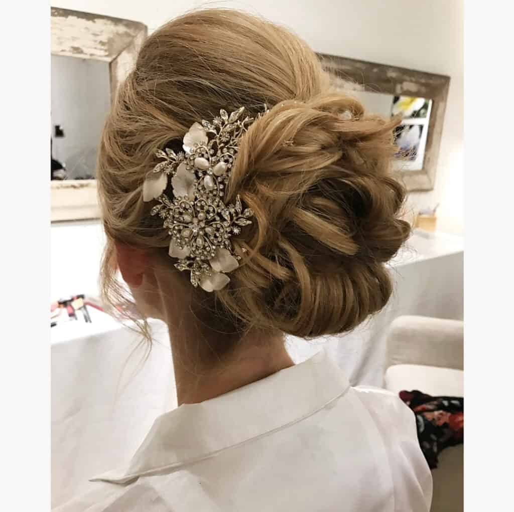 chic updo wedding hairstyle for thin hair