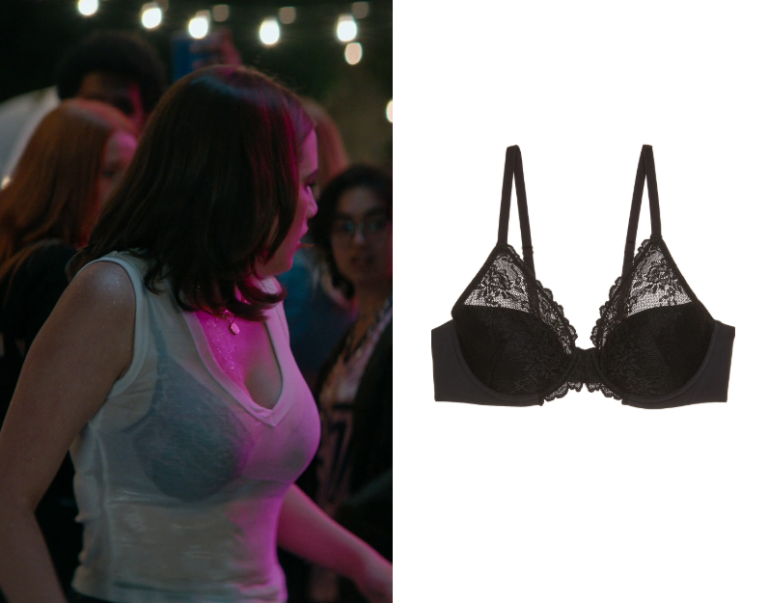 Hannah Wells (Ella Bright) on Off Campus wears the Natori Heavenly Convertible Comfort Lace Contour Underwear Bra